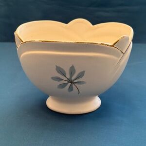 Lefton's Exclusives Ceramic Planter Bowl Blue Foliage with Gold Accents & Trim
